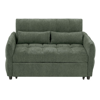 Loveseat Sofa Pull-Out Bed With Adjustable Backrest, 3 USB Ports And 2 Lumbar Pillows For Living Room Hearth and Haven