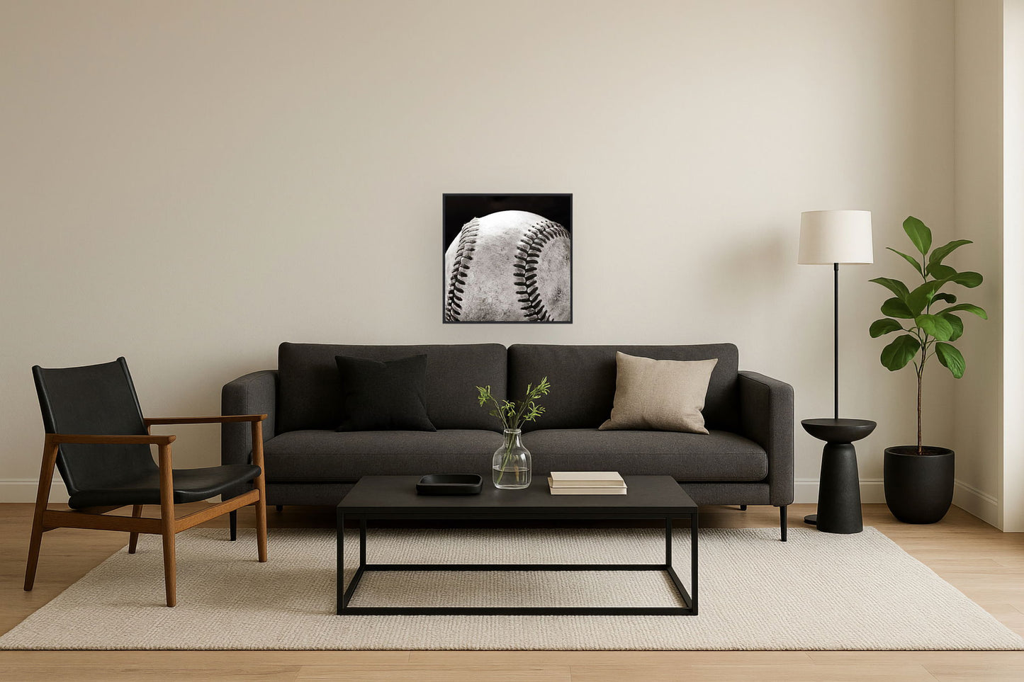 Vintage Stitch Sphere - 24" x 24" Framed Wall Art