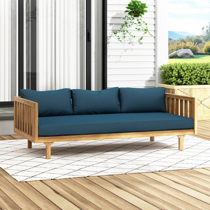 Claremont - 3 Seater Daybed Teak Acacia Wood Water Resistant Cushions Noble House