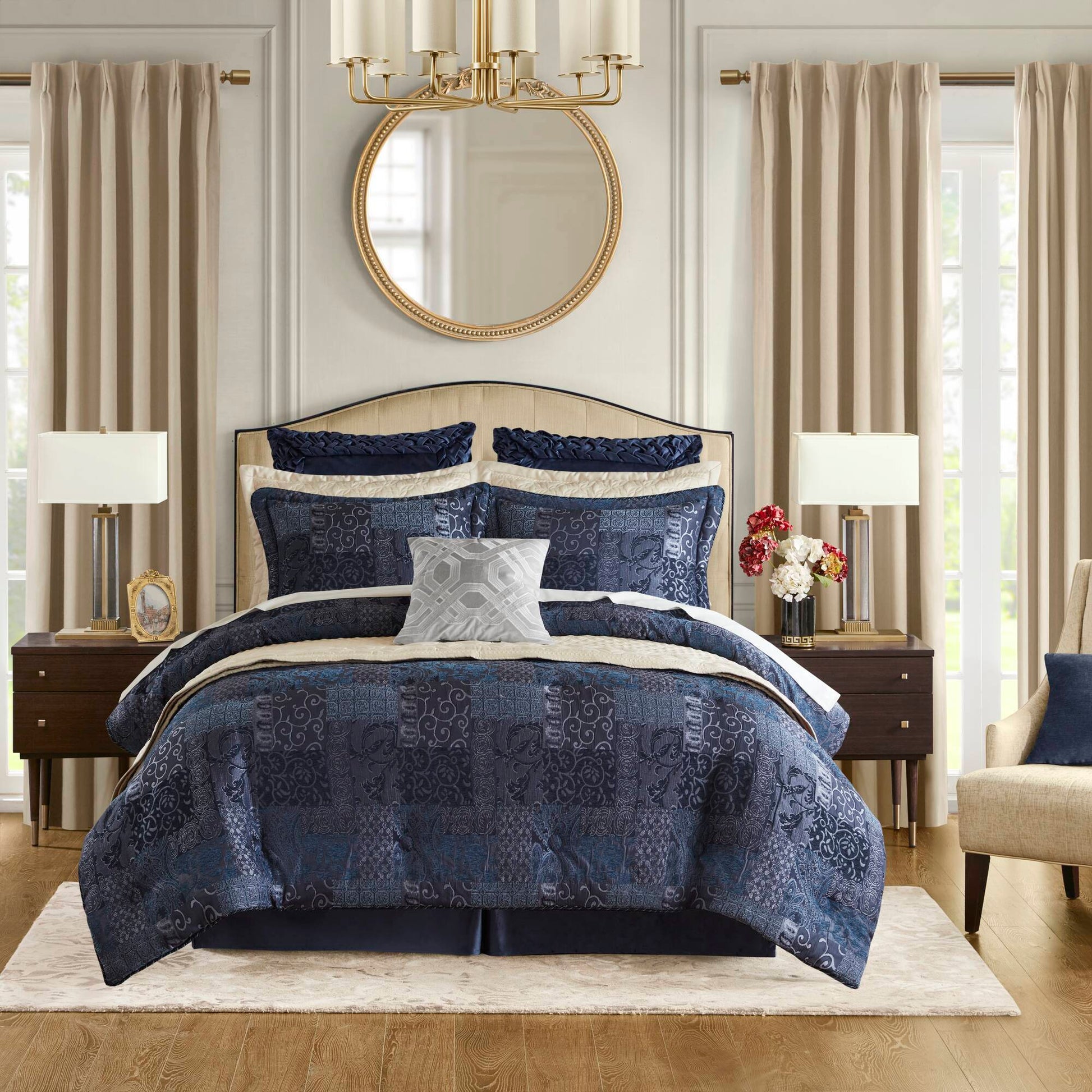 Galleria - King Comforter Set - Navy Croscill Classics
