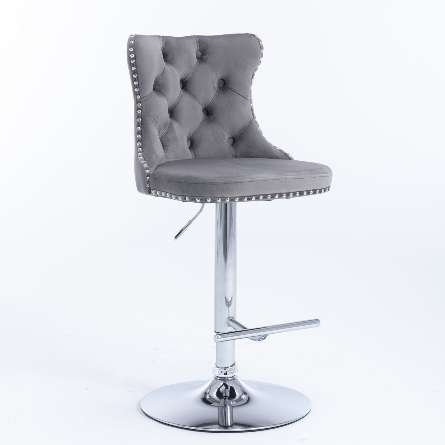 Swivel Velvet Barstools Adjusatble Seat Height From 25-33", Modern Upholstered Chrome Base Bar Stools With Backs Comfortable Tufted For Home Pub And Kitchen Island (Set of 2) Home Essentials