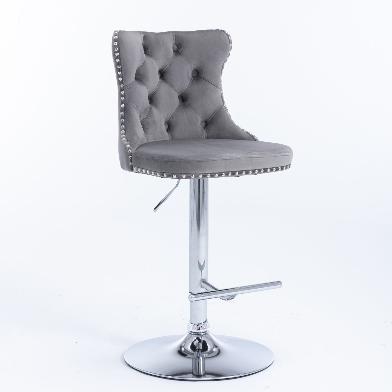 Swivel Velvet Barstools Adjusatble Seat Height From 25-33", Modern Upholstered Chrome Base Bar Stools With Backs Comfortable Tufted For Home Pub And Kitchen Island (Set of 2) Home Essentials