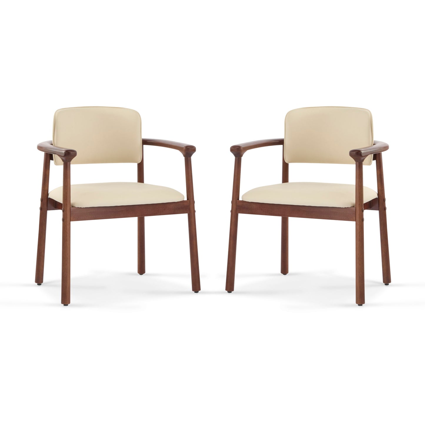Dining Room Chairs, Ideal For Home & Kitchen (Set of 2) - Beige / Dark Walnut Noble House