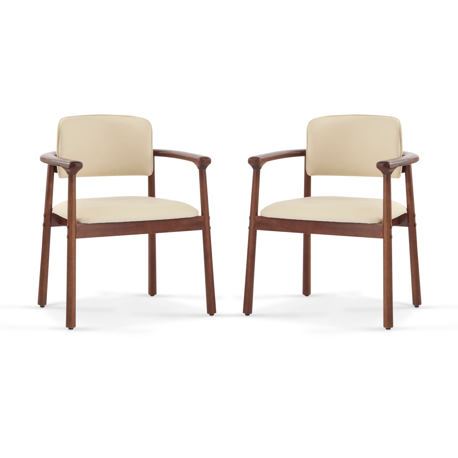 Dining Room Chairs, Ideal For Home & Kitchen (Set of 2) - Beige / Dark Walnut Noble House