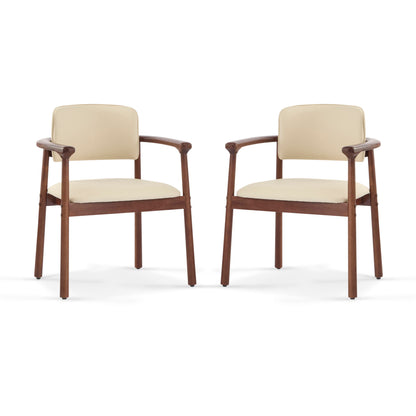 Dining Room Chairs, Ideal For Home & Kitchen (Set of 2) - Beige / Dark Walnut Noble House