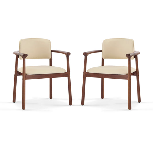 Dining Room Chairs, Ideal For Home & Kitchen (Set of 2) - Beige / Dark Walnut Noble House