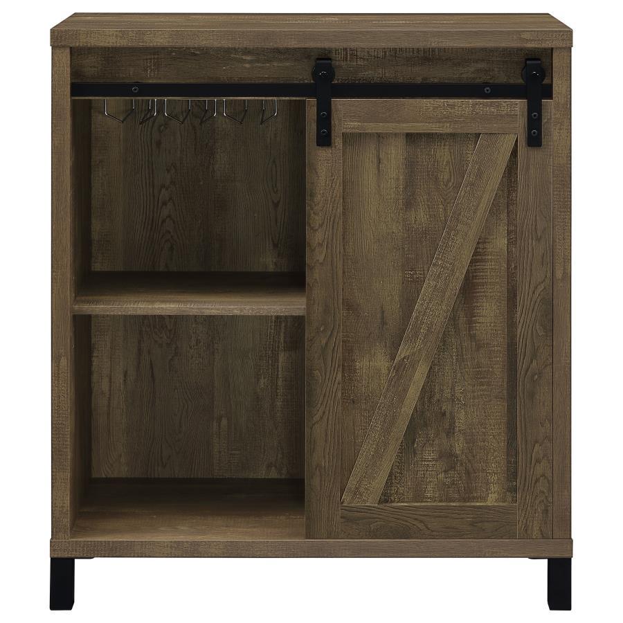 Arlington - Sliding Door Home Bar Wine Cabinet - Rustic Oak CoasterEveryday