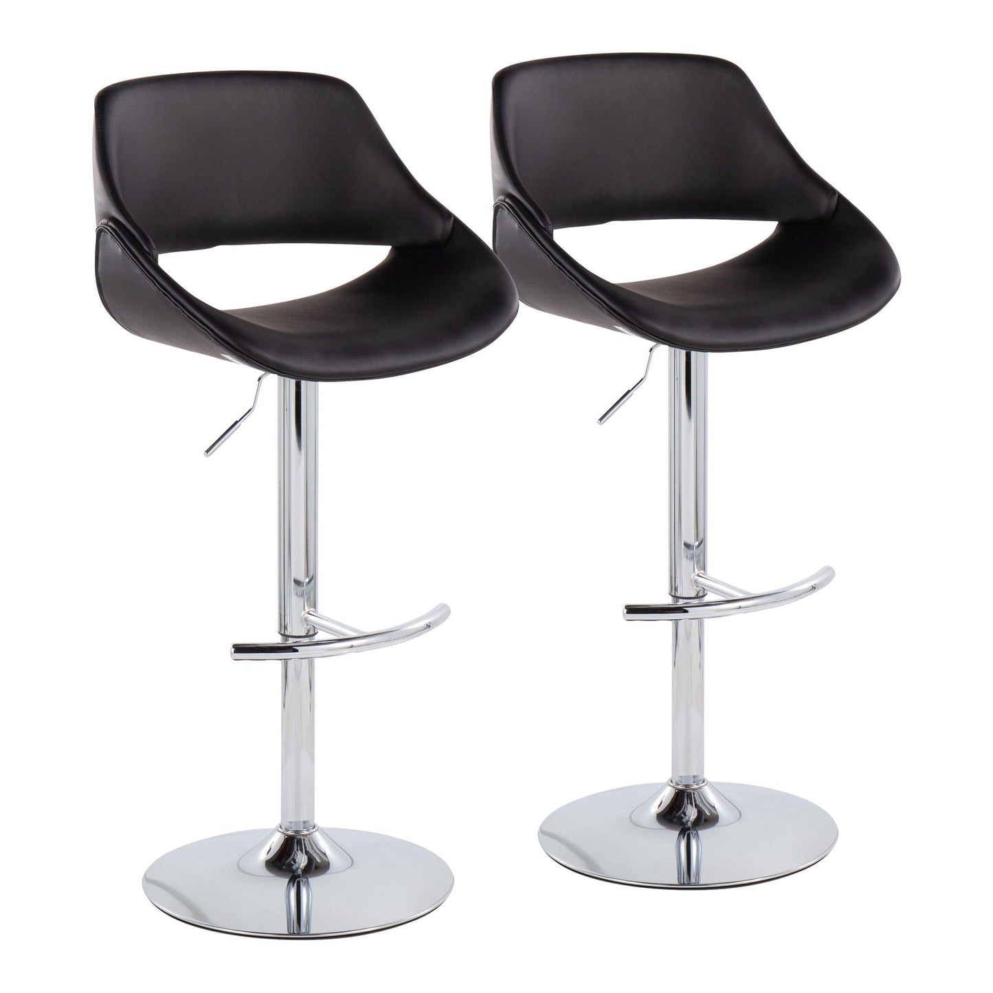 Fabrico - Contemporary Adjustable Bar Stool With Rounded T Footrest (Set of 2) Lumi Source