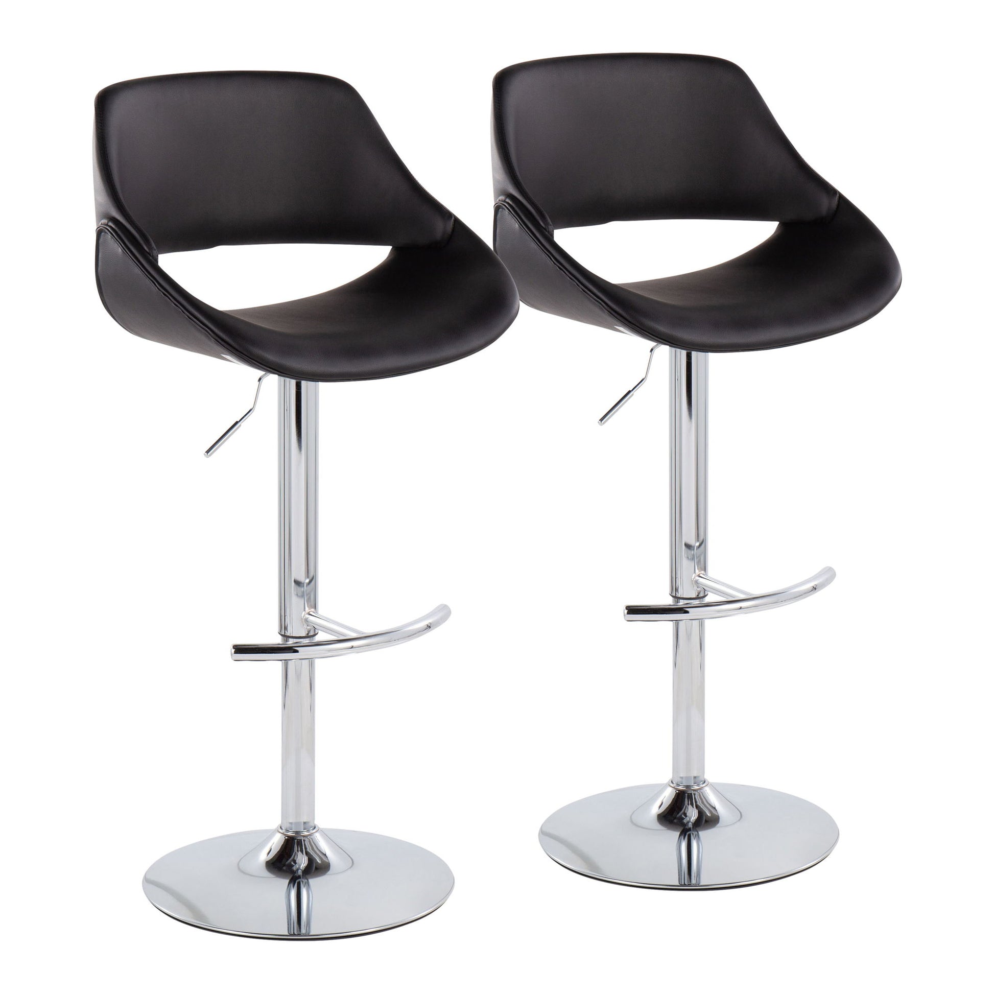 Fabrico - Contemporary Adjustable Bar Stool With Rounded T Footrest (Set of 2) Lumi Source