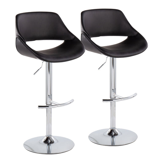 Fabrico - Contemporary Adjustable Bar Stool With Rounded T Footrest (Set of 2) Lumi Source