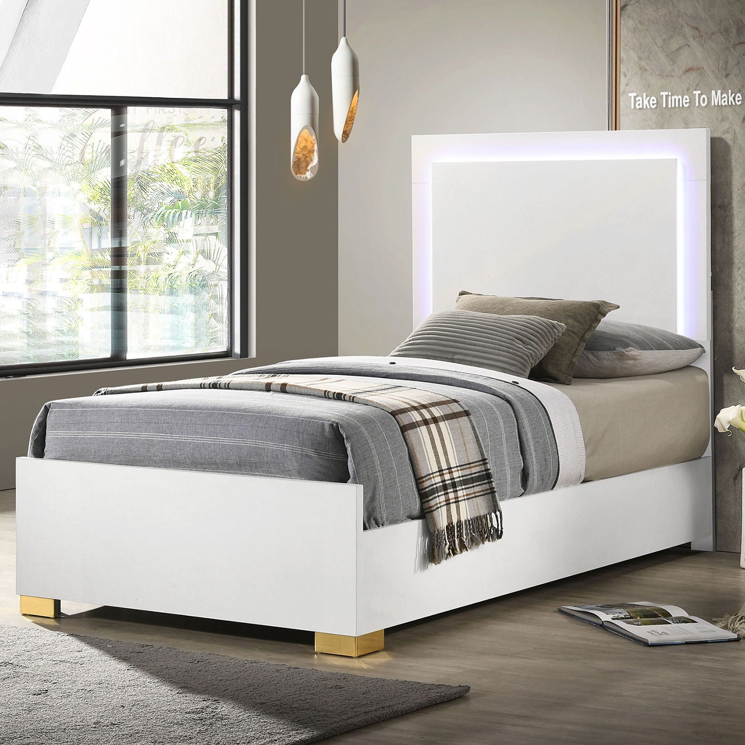 Jeremiah - LED Panel Bed With Touch Controlled Lighting Furniture Max