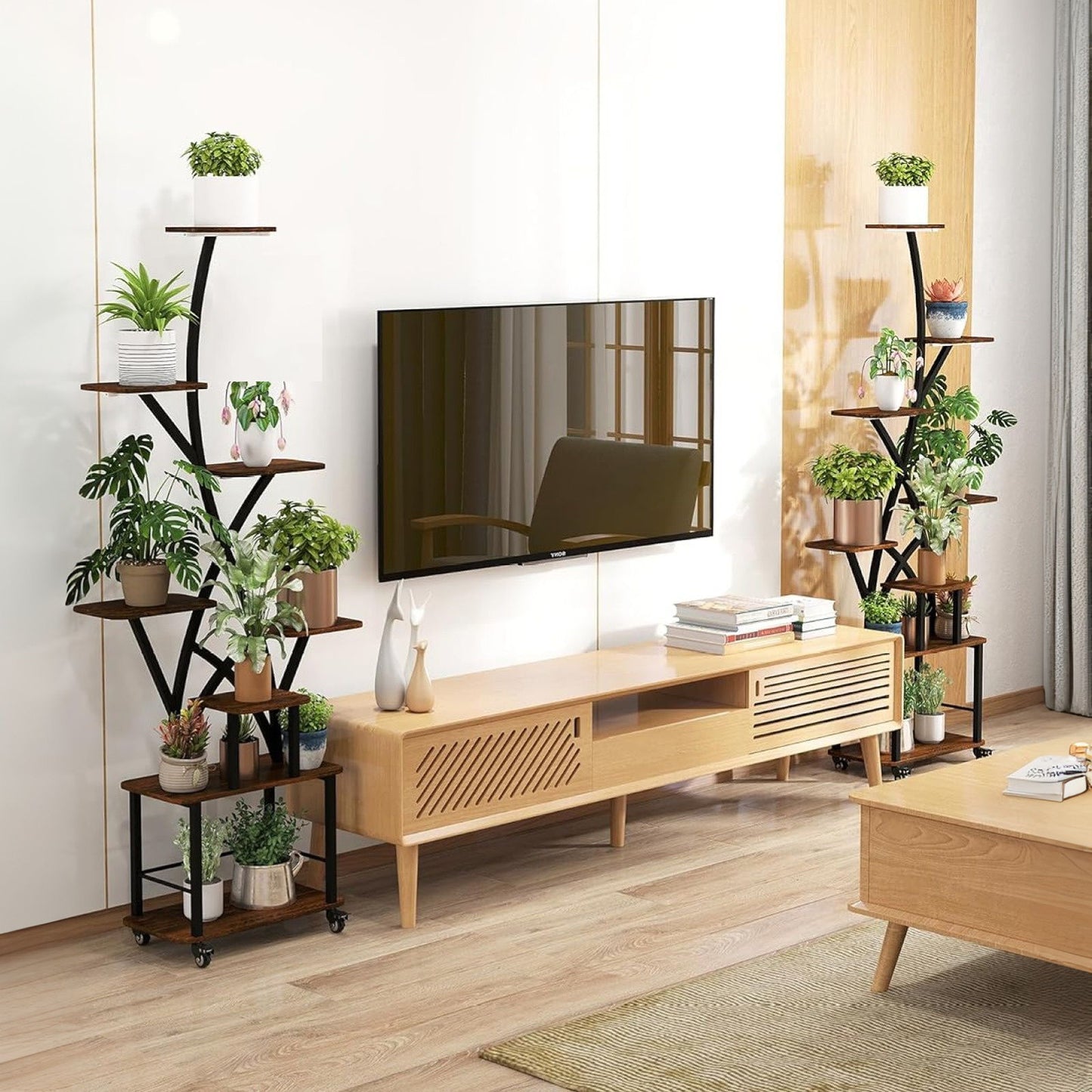Plant Stand Indoor With Grow Light, 8 Tiered Tall Indoor Plant Shelves For Multiple Plants - Walnut / Black Daily Nest