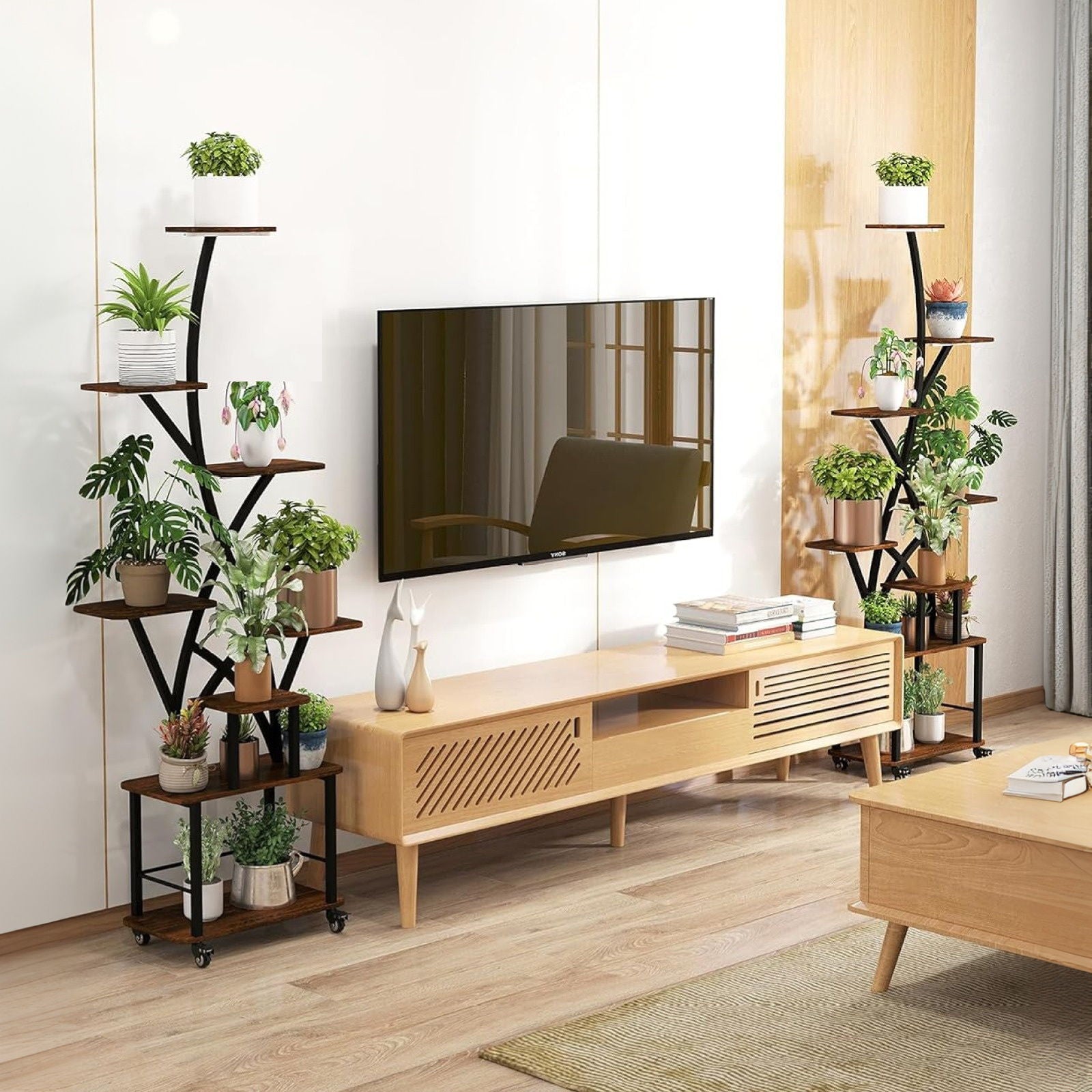 Plant Stand Indoor With Grow Light, 8 Tiered Tall Indoor Plant Shelves For Multiple Plants - Walnut / Black Daily Nest