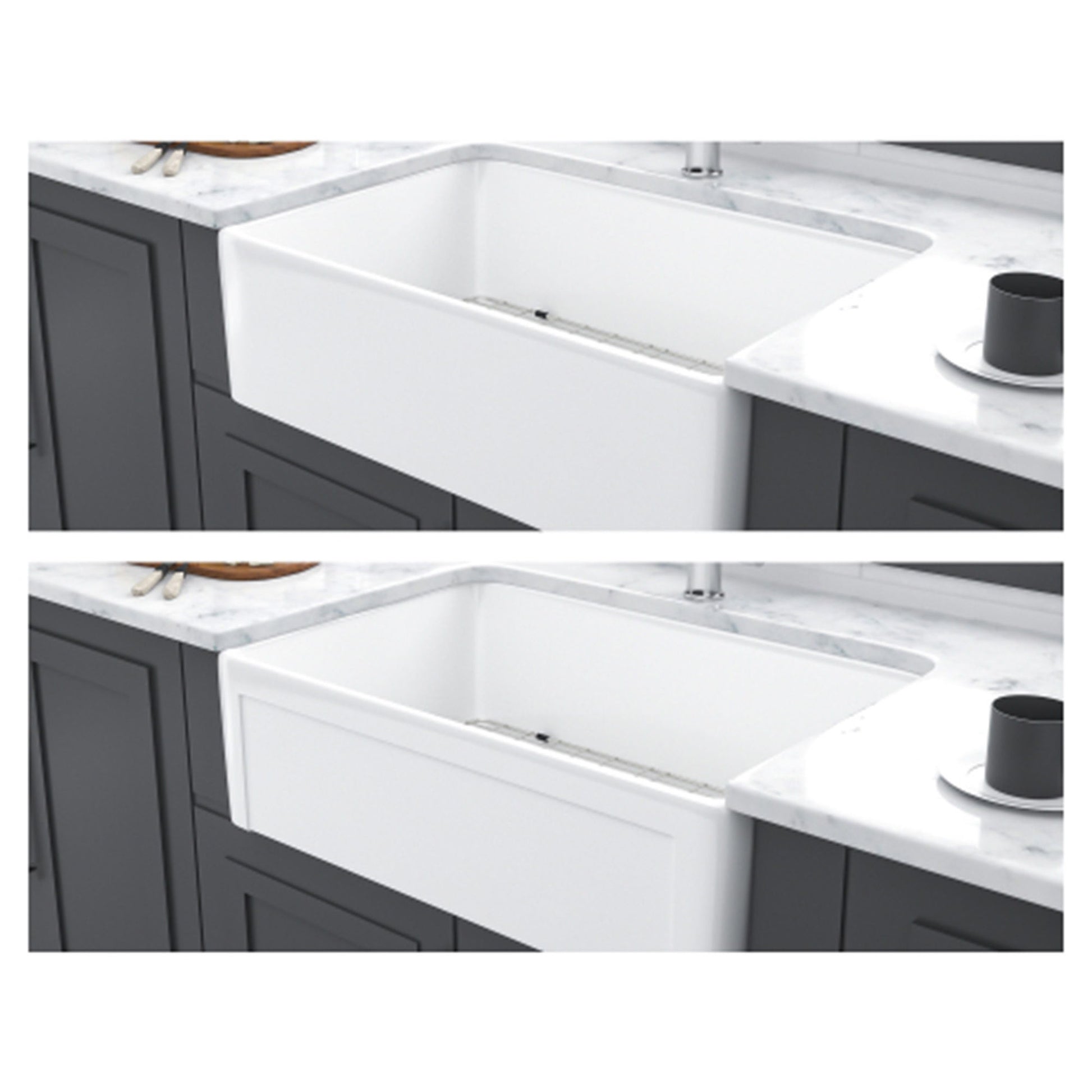 Sink 30" Apron Front Reversible Single Bowl Kitchen Sink & Grid And Strainer - White Daily Nest
