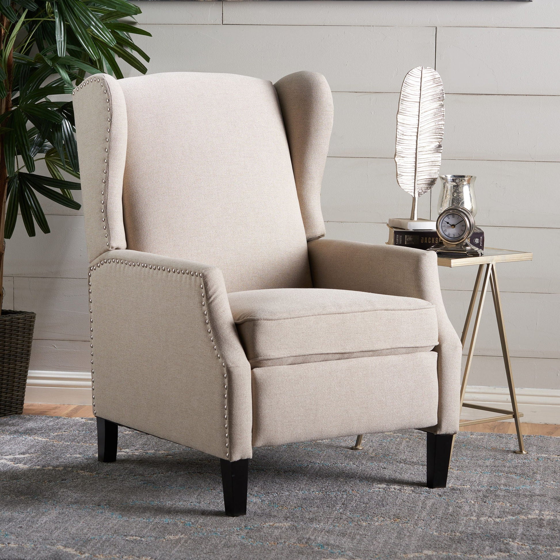 Westeros Wing Back Fabric Upholstered Recliner Noble House