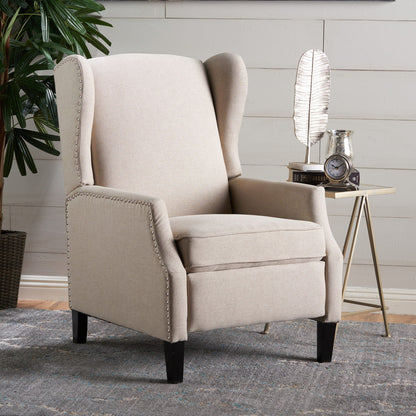 Westeros Wing Back Fabric Upholstered Recliner Noble House