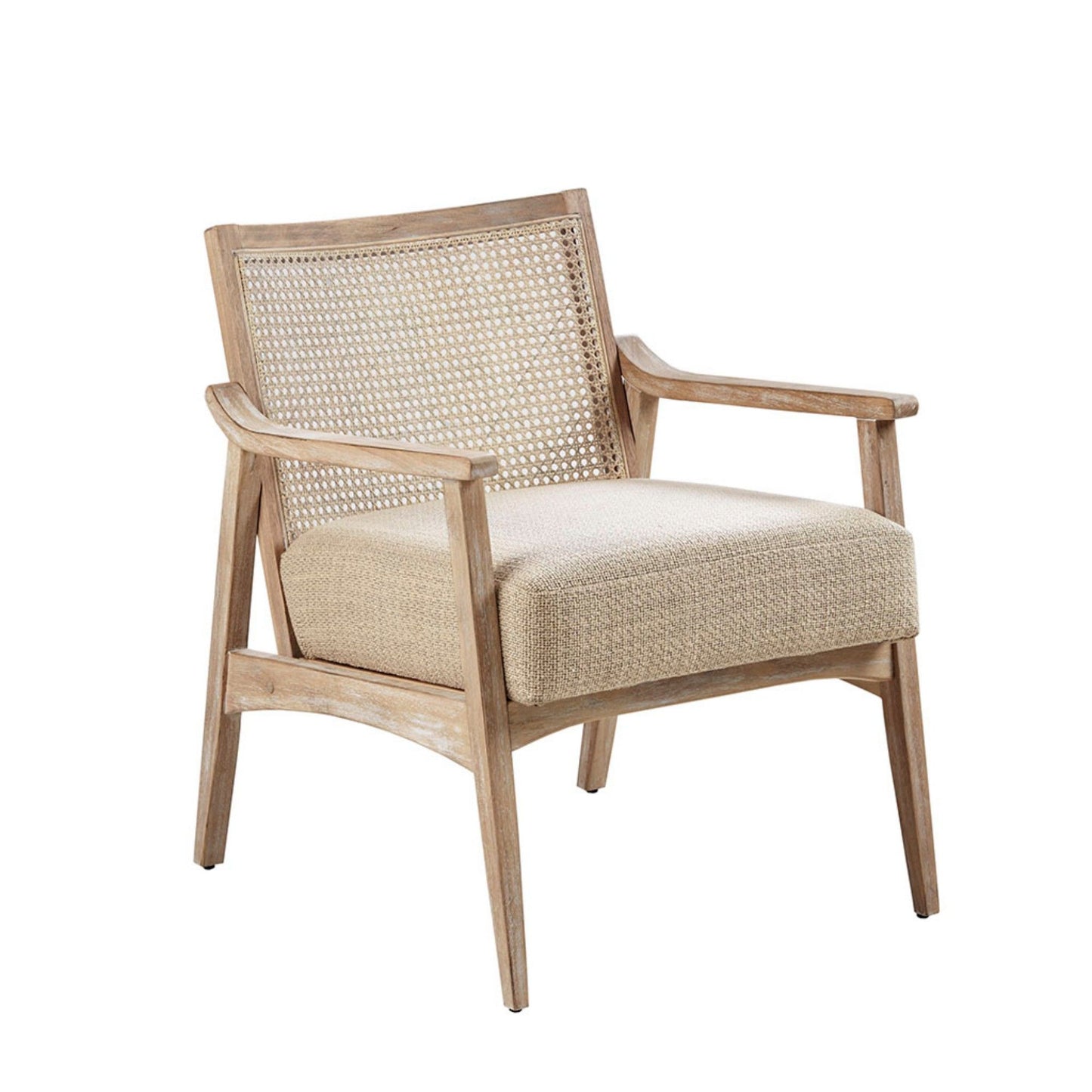 Chair With Cane Inset Back And Upholstered Seat - Light Brown JLA