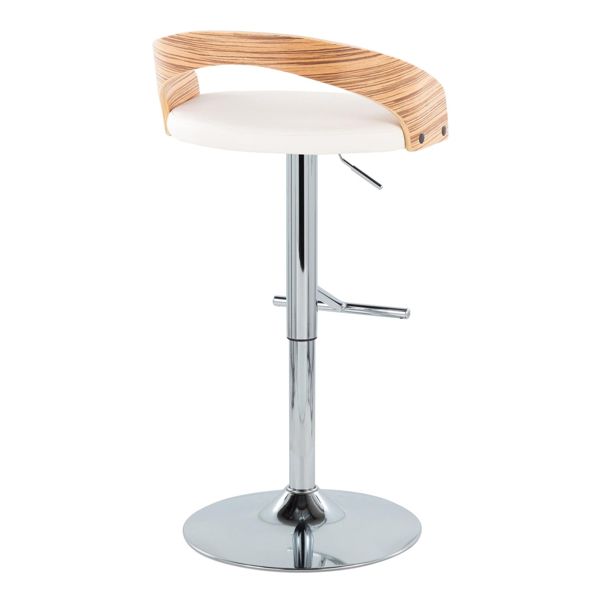 Grotto - Contemporary Adjustable Height Barstool With Swivel With Straight T Footrest (Set of 2) Lumi Source