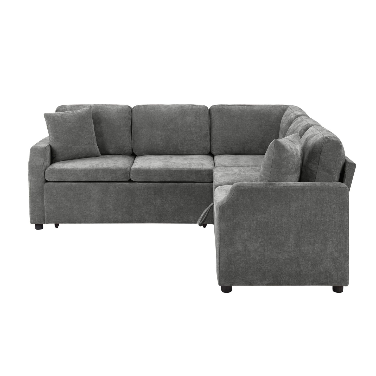 Modern L Shaped Sectional Sofa Bed With Hidden Storage Chenille Upholstery Hearth and Haven