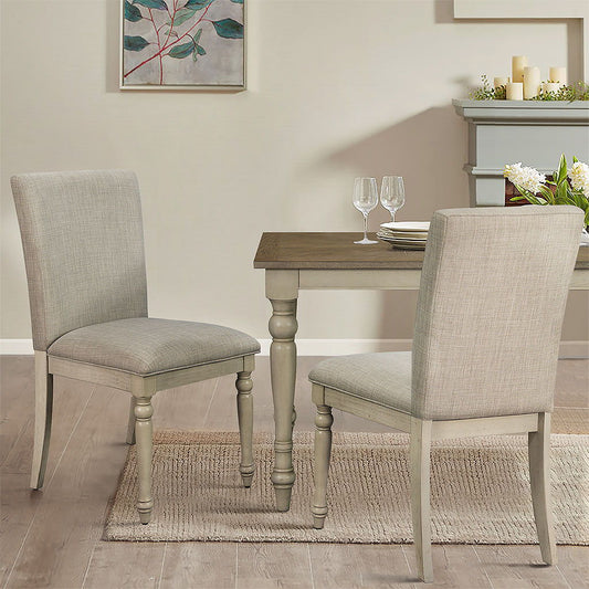 Fiona - Upholstered Dining Chair With Turned Wood Legs (Set of 2) - Light Gray