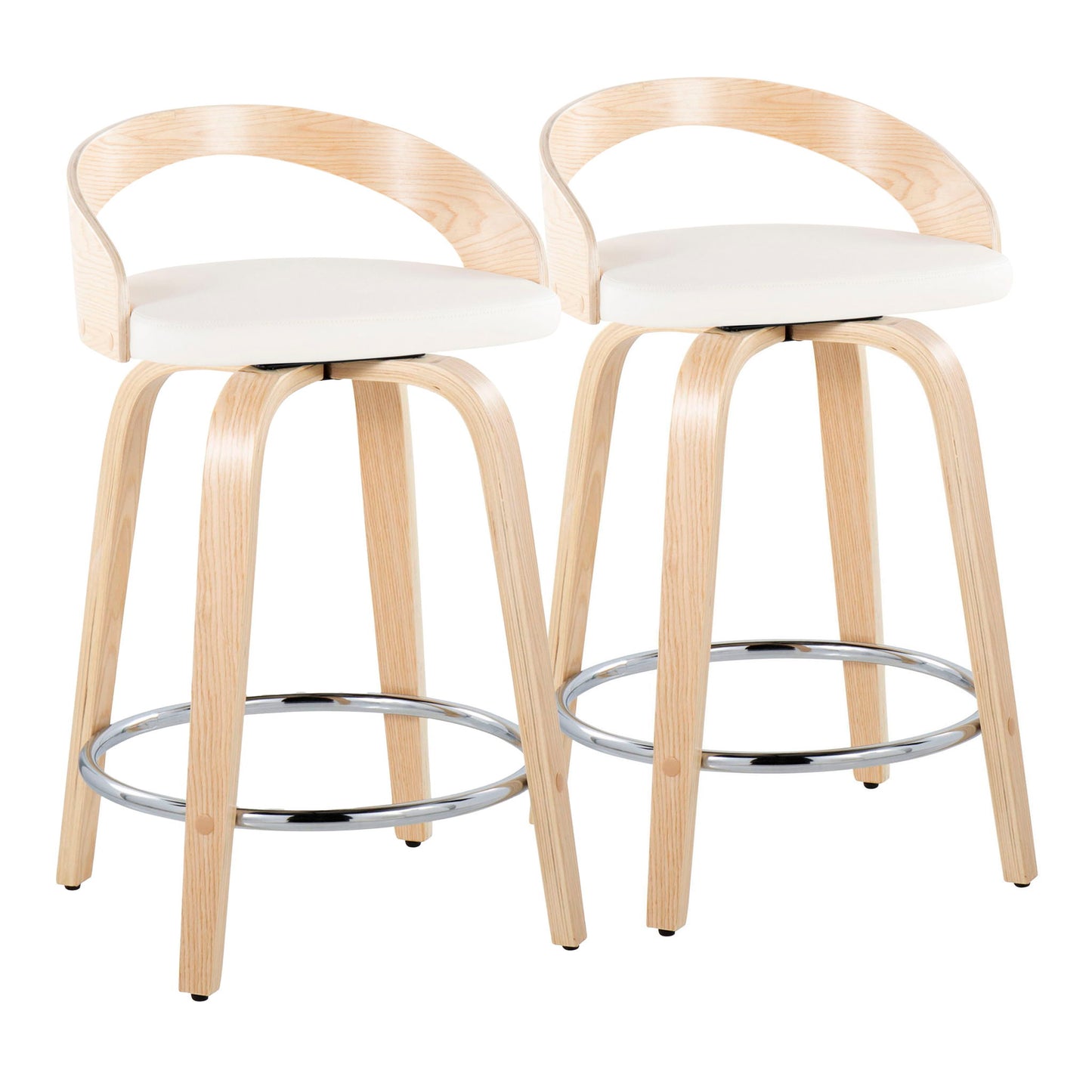 Grotto - Contemporary Fixed Height Counter Stool & Swivel, Round Footrest (Set of 2) Lumi Source