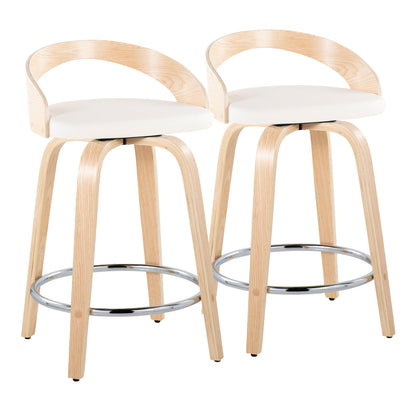 Grotto - Contemporary Fixed Height Counter Stool & Swivel, Round Footrest (Set of 2) Lumi Source
