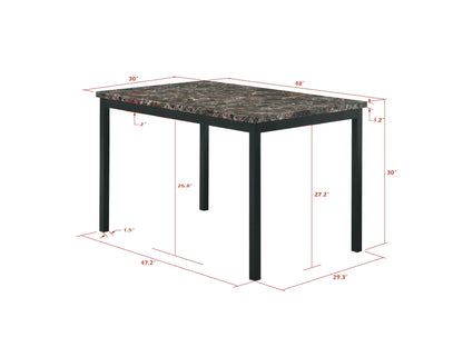 Faux Marble Top With Metal Frame Dinette Table - Black Home Essentials