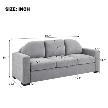 Modern 3 Seater Sofa With Curved Backrest Noble House