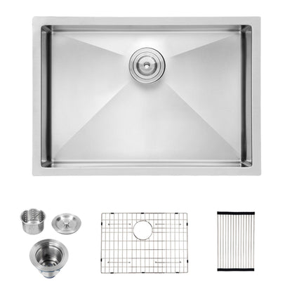 Modern Undermount Stainless Steel Kitchen Sink 16 Gauge, Deep Single Bowl Daily Nest