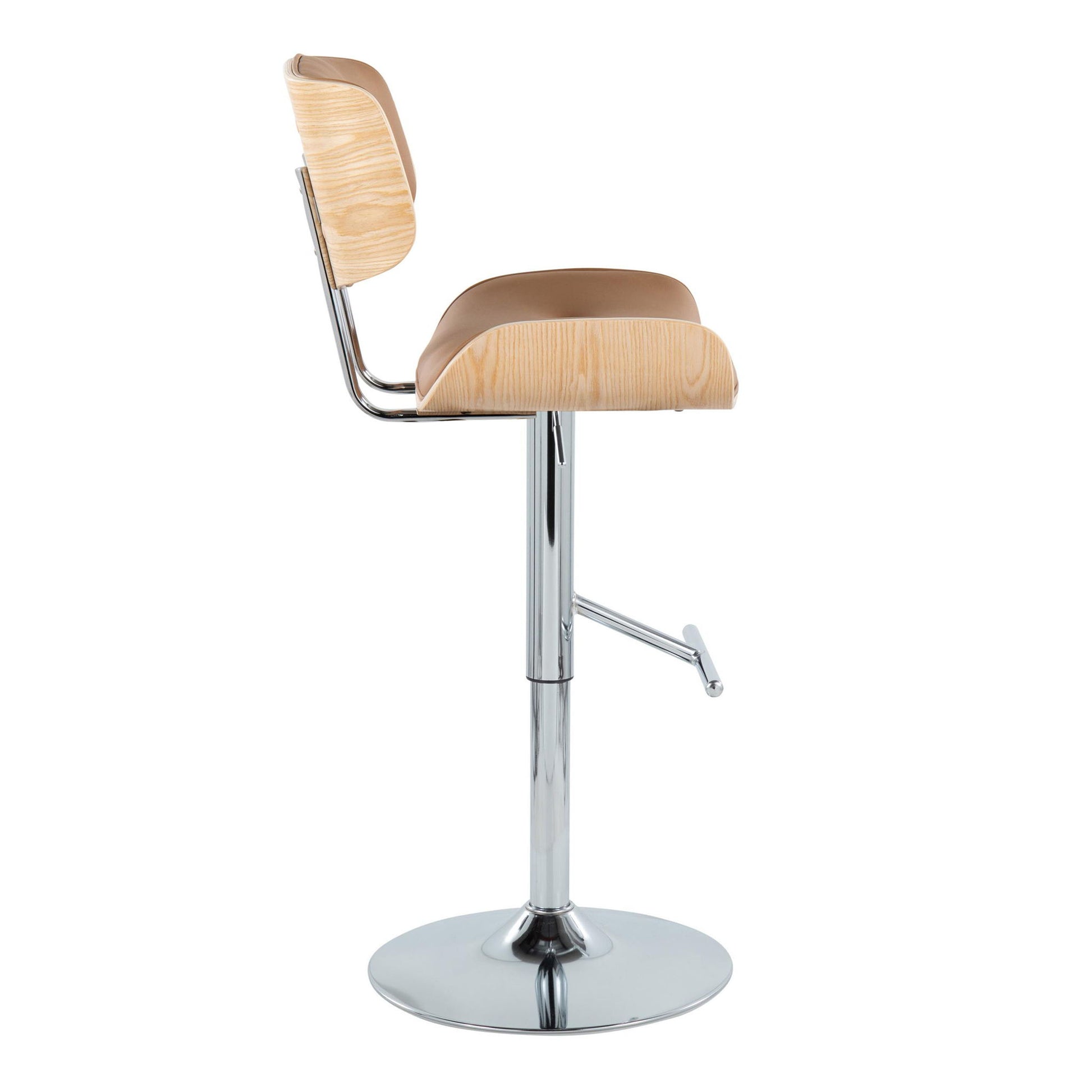 Lombardi - Contemporary Adjustable Barstool With Swivel With Straight T Footrest (Set of 2) Lumi Source