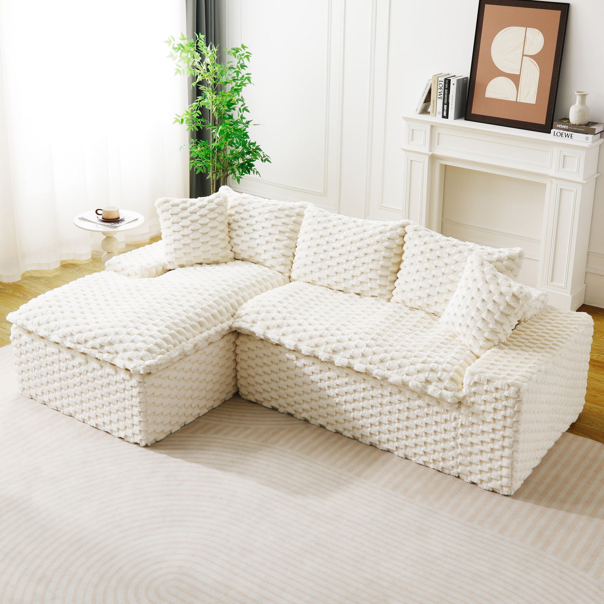 Modular Sofa, Convertible Twin Seat With Chaise Lounge Home Essentials