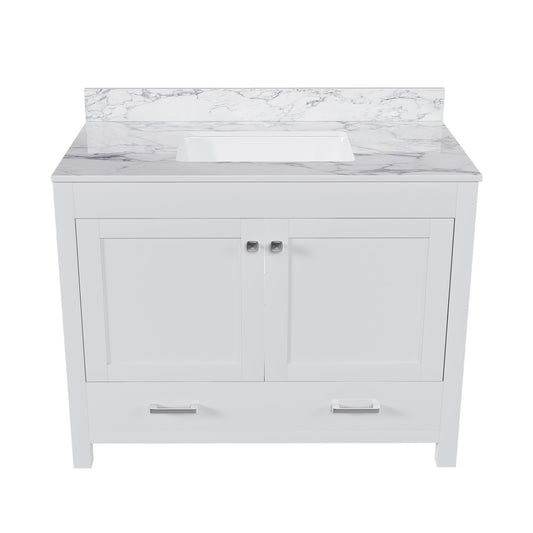 43" Bathroom Vanity, Multi Functional Cabinet - White Home Essentials