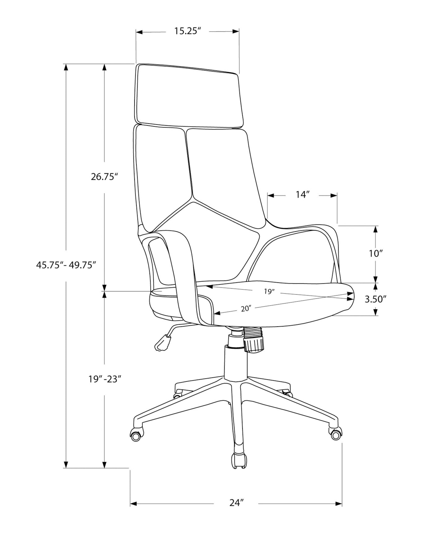 Office Swivel Chair, Adjustable Height, Ergonomic, Armrests, Contemporary & Modern 8th Street