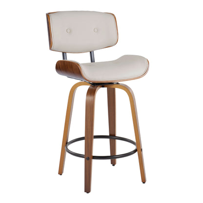 Lombardi - Mid-Century Modern Fixed Height Counter Stool With Swivel With Round Footrest (Set of 2) Lumi Source