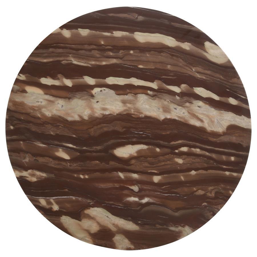 Latifa - Round Marble Top Accent Side Table - Red And Black CoasterEssence