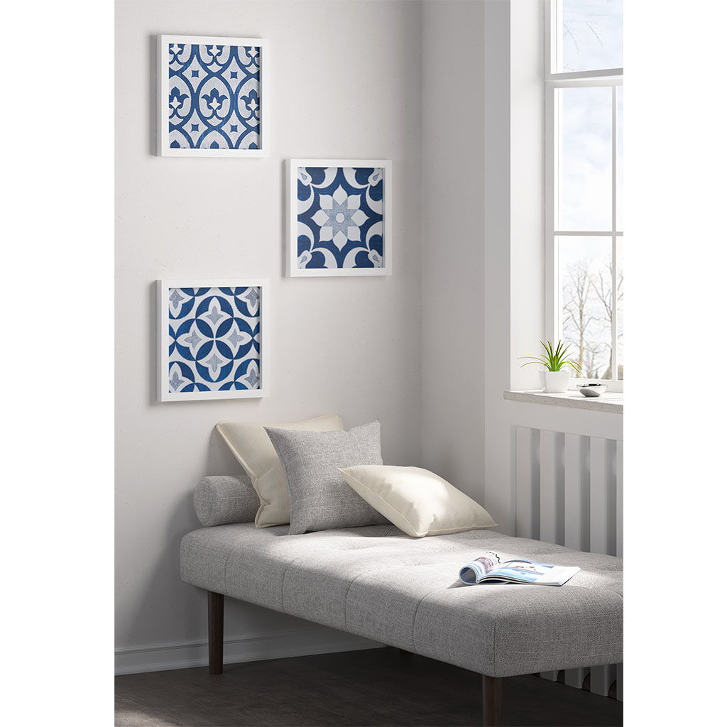 Ornos Tiles - Printed Framed Wall Decor (Set of 3) - Navy