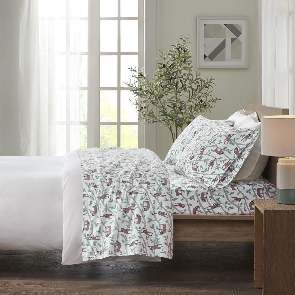 Cozy 100% Printed Sheet Set - Multi Sloth- Full True North by Sleep Philosophy