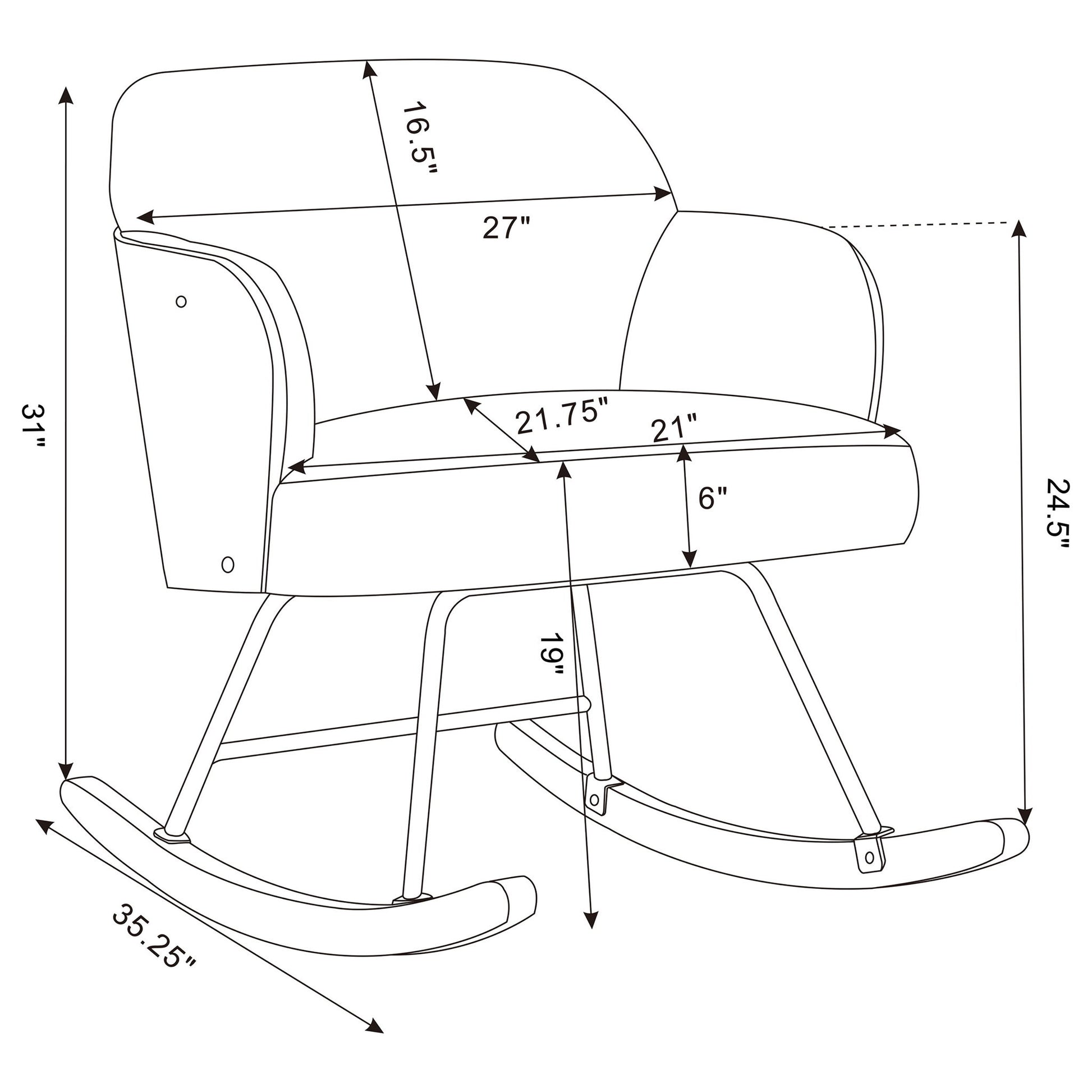 Valera - Upholstered Mid Back Rocking Chair Furniture Max