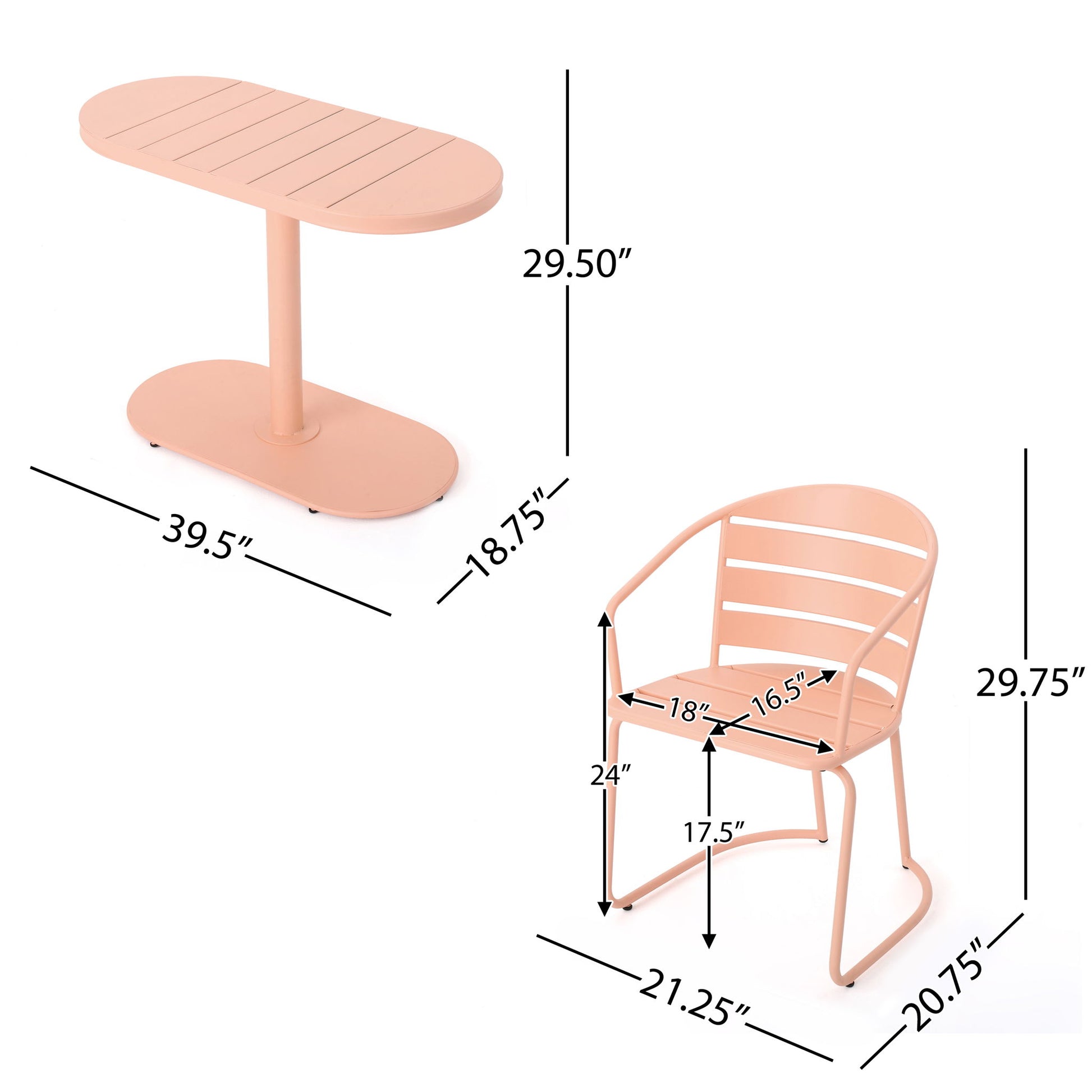 3 Piece Elegant Outdoor Bistro Set With 2 Chairs And Oval Table Noble House