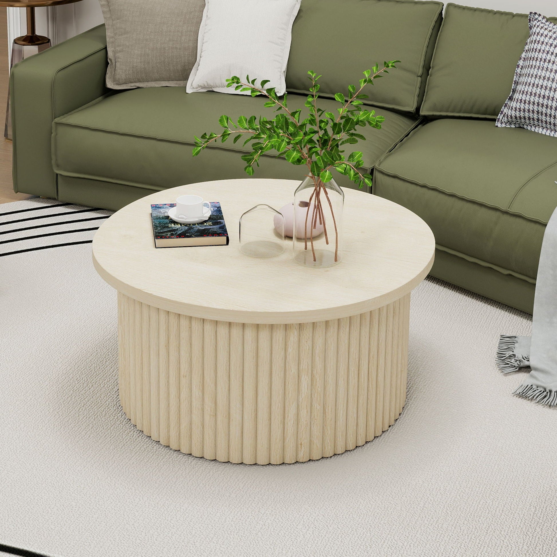 Coffee Table, Round Coffee Table, Modern Side Tables Accent End Table For Living Room, Apartment - Natural Home Essentials