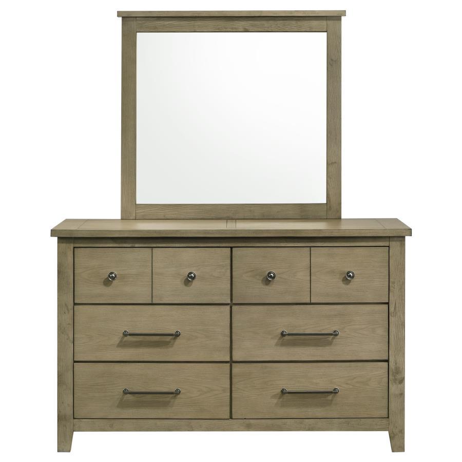 Hazlewood - 6-Drawer Bedroom Dresser With Mirror - Vineyard Oak Coaster Fine Furniture