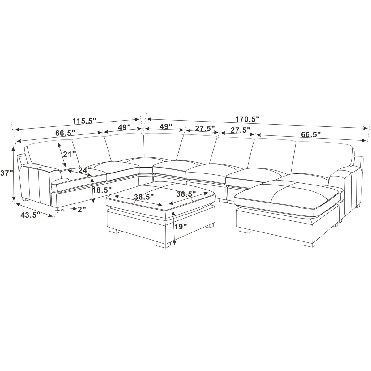 Large Seating Modular Sectional Home Essentials