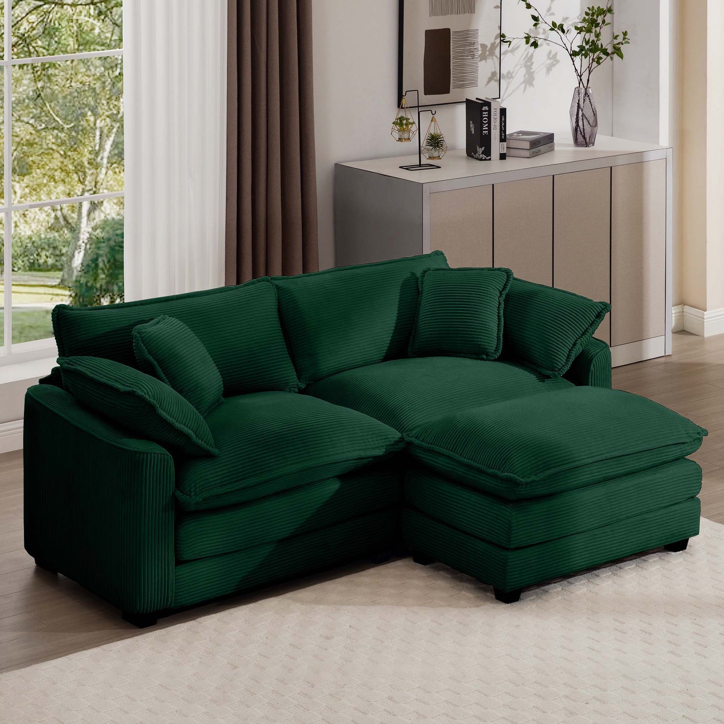 Modern Oversized Modular Cushion Sofa With Ottoman, Low Back, Deep Seating Sofa Set Home Essentials