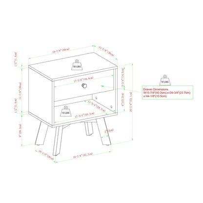Mid-Century Modern Minimalist 1 Drawer Nightstand Walker Edison