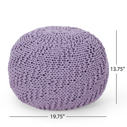 Bordeaux - Knitted Cotton Round Pouf Ottoman Home Essentials