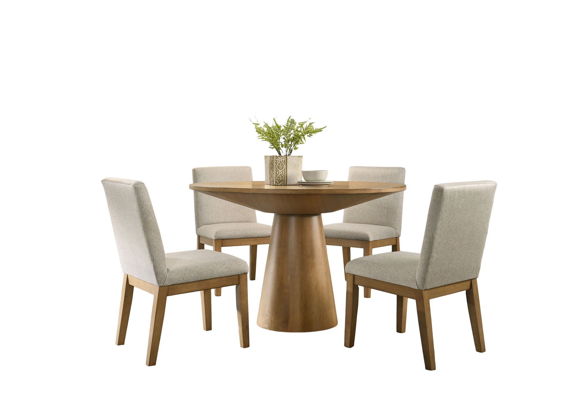 Jasper - Wide Contemporary Round Dining Table With Fabric Chairs Set Lilola Home