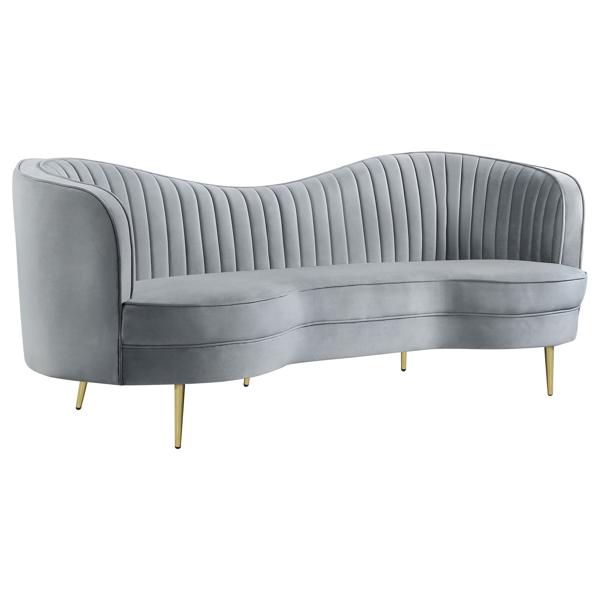 Reigha - Upholstered Sofa Lounge Furniture With Channel Tufted Backrest - Gray Furniture Max