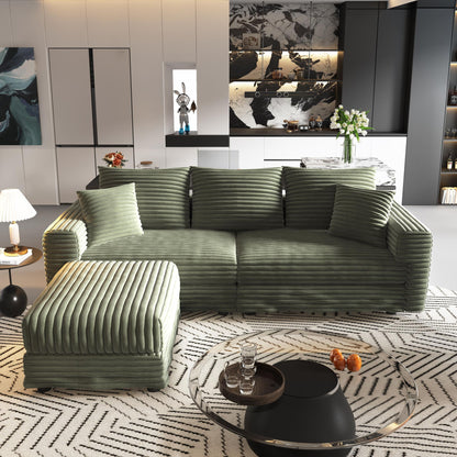 Convertible Deep Seat Sofa With Soft Pillows And Ottomans Home Essentials