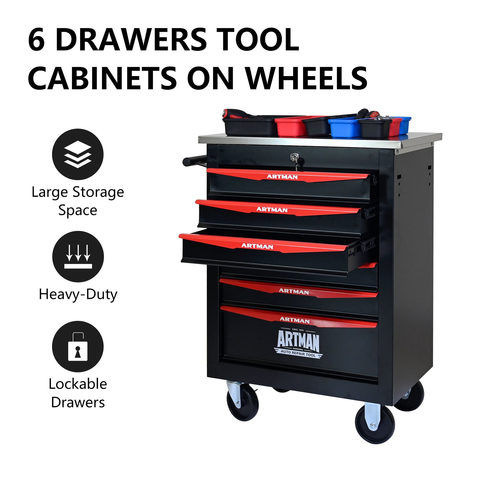 Drawer Multifunctional Tool Cart With Wheels For Garage Daily Nest