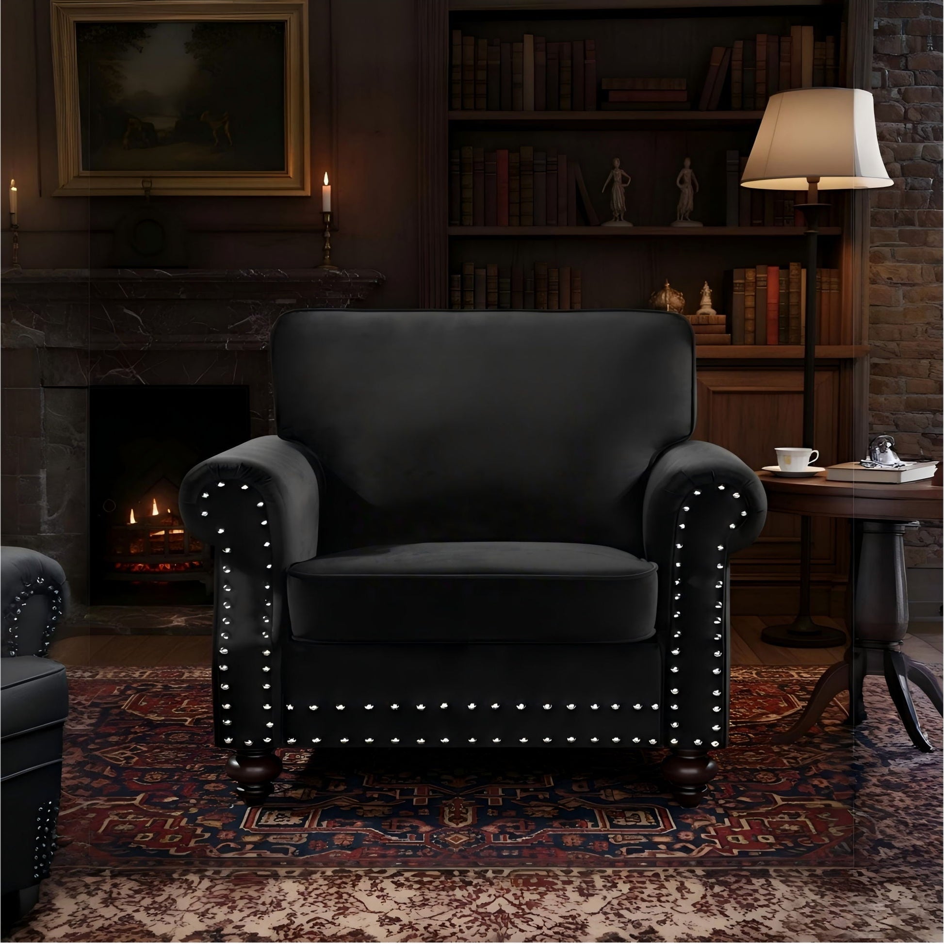 Upholstered Accent Armchair With Turned Legs For Living Room US Pride